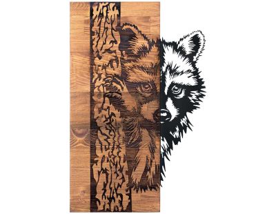 Décoration murale bois et métal Animal (Raton Laveur)
