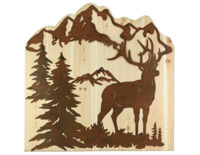 Décoration murale en bois et métal Cerf