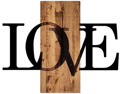 Décoration murale en bois et métal Citation (Love)