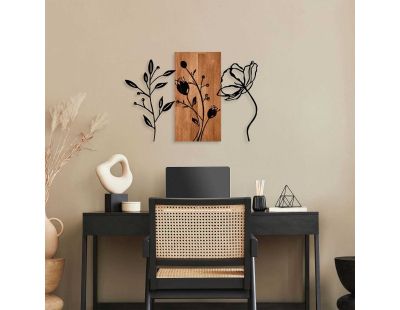 Décoration murale en bois et métal Florale (Triple Flowers)