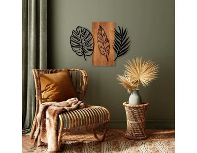 Décoration murale en bois et métal Florale (Triple Leaves)