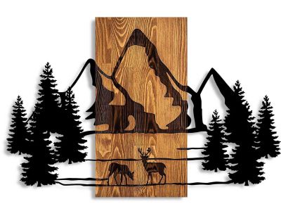 Décoration murale en bois et métal Nature