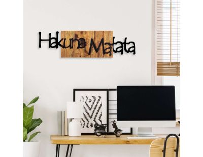 Décoration murale en bois et métal Walnut (Hakuna Matata)