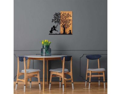 Décoration murale en bois et métal Walnut (Arbre et enfants)