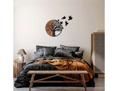 Décoration murale en bois et métal Walnut (Arbre et oiseaux en vol)