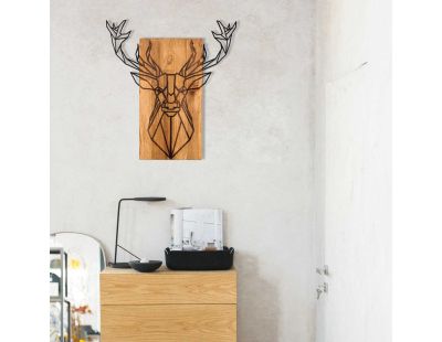 Décoration murale en bois et métal Walnut (Cerf)