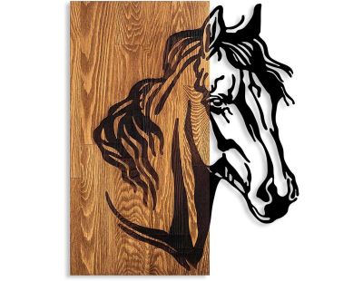 Décoration murale en bois et métal Walnut (Cheval)