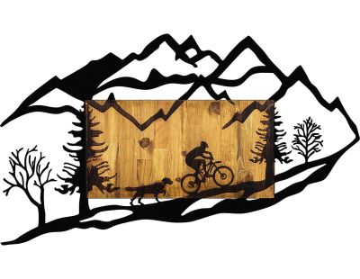 Décoration murale en bois et métal Walnut (Cycliste)