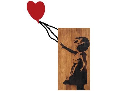Décoration murale en bois et métal Walnut (Fille avec cœur)