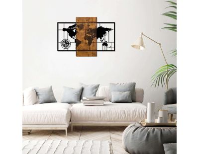 Décoration murale en bois et métal Walnut (Mappemonde)