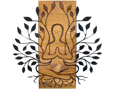 Décoration murale en bois et métal Walnut (Méditation)