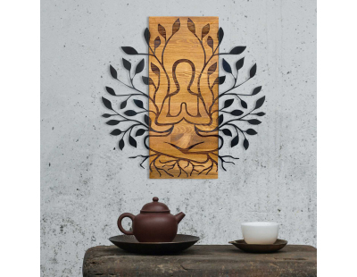 Décoration murale en bois et métal Walnut (Méditation)