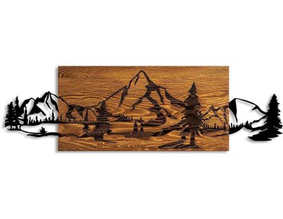 Décoration murale en bois et métal Walnut (Montagnes)