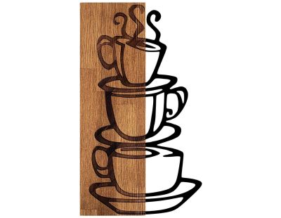 Décoration murale en bois et métal Walnut (Tasses)