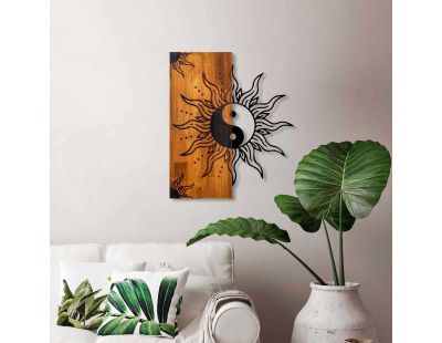Décoration murale en bois et métal Walnut (Yin Yang)