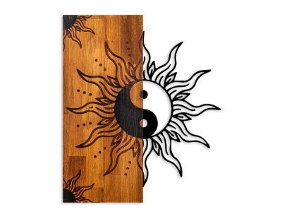 Décoration murale en bois et métal Walnut (Yin Yang)