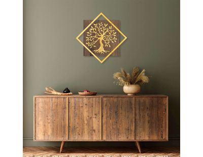 Décoration murale en bois et métal doré Walnut