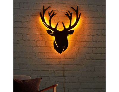 Décoration murale lumineuse en métal Cerf