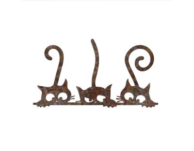 Décoration murale en métal Animal (3 Chats (effet rouillé))