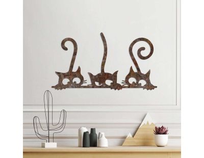 Décoration murale en métal Animal (3 Chats (effet rouillé))