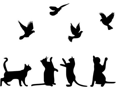 Décoration murale en métal Animal (Chats et oiseaux)