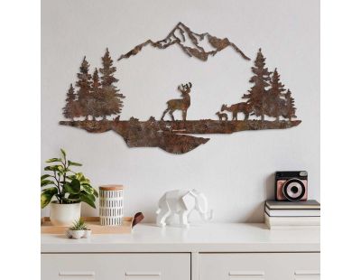 Décoration murale en métal (Montagnes et animaux)