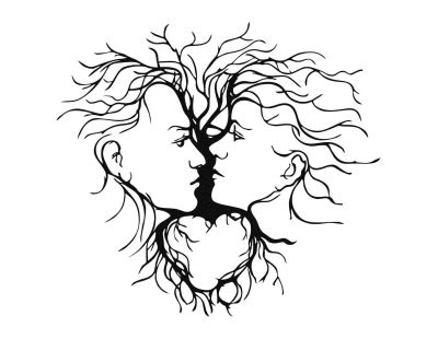 Décoration murale en métal Nature (Arbres et couple)