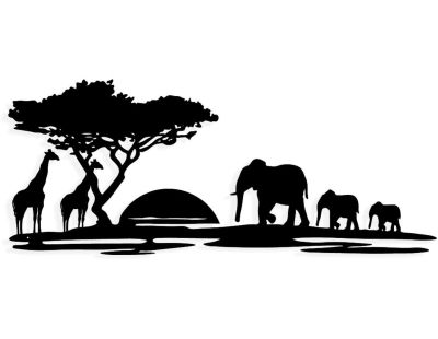 Décoration murale en métal Nature (Baobab et animaux)