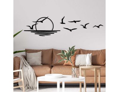 Décoration murale en métal Nature (Coucher de soleil avec oiseaux)