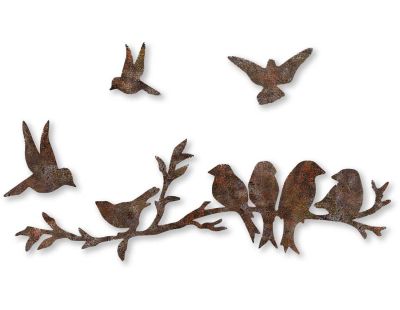 Décoration murale en métal Oiseaux (Oiseaux sur branche (effet rouillé))