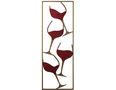 Décoration murale en métal (Verres de vin doré)