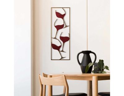 Décoration murale en métal (Verres de vin doré)