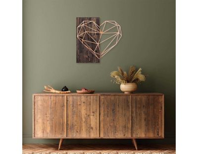 Decoration murale en métal et bois Amour (Cœur cuivré)