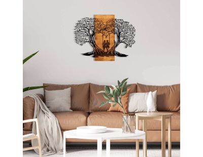 Décoration murale en métal et bois Amoureux sur balançoire