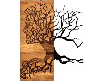 Décoration murale en métal et bois Arbre