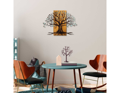 Décoration murale en métal et bois Arbre
