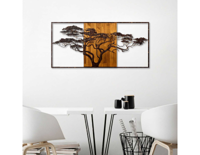 Décoration murale en métal et bois Arbre (Acacia 147 x 70 cm)