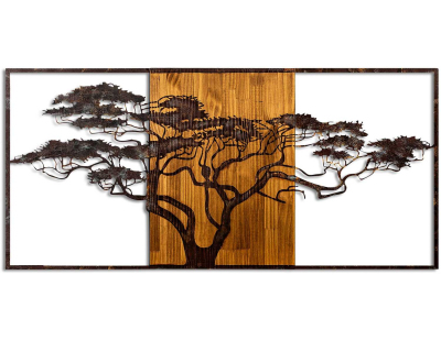Décoration murale en métal et bois Arbre (Acacia 147 x 70 cm)