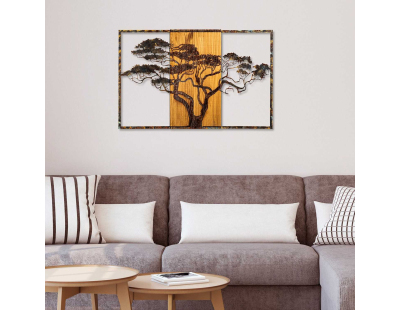 Décoration murale en métal et bois Arbre (Acacia 53 x 38 cm)
