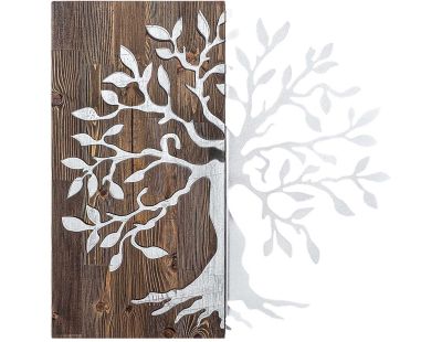 Décoration murale en métal et bois Arbre (Modèle 3)