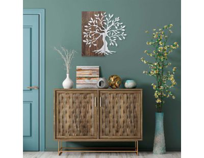 Décoration murale en métal et bois Arbre (Modèle 3)