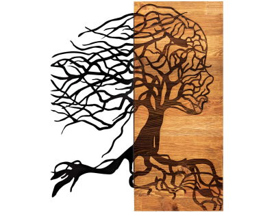Décoration murale en métal et bois Arbre (Modèle 10)