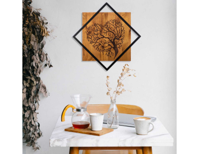 Décoration murale en métal et bois Arbre (Modèle 9)
