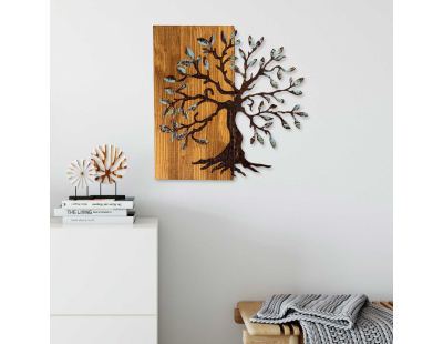 Décoration murale en métal et bois Arbre (Modèle 5)