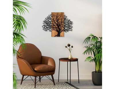 Décoration murale en métal et bois Arbre (Modèle 3)