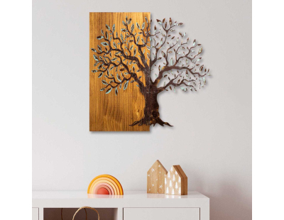 Décoration murale en métal et bois Arbre (Modèle 4)