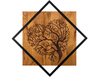 Décoration murale en métal et bois Arbre (Modèle 9)