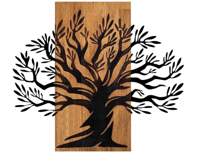 Décoration murale en métal et bois Arbre (Modèle 7)