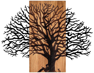 Décoration murale en métal et bois Arbre (Modèle 3)