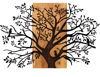Décoration murale en métal et bois Arbre (Modèle 6)